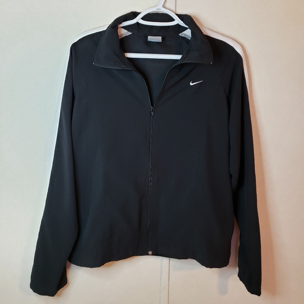 Nike Full Zip Sweater Jacket Size Medium Black White Stripes